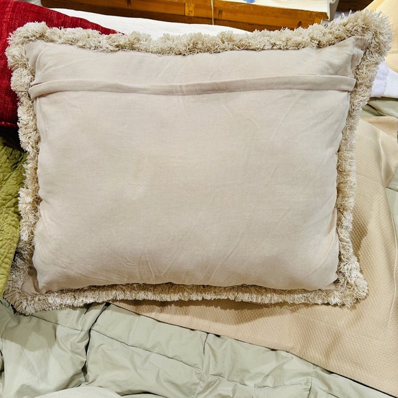 D1-Vintage Needlepoint Holiday Pillow with Fringe - Picture 2 of 9